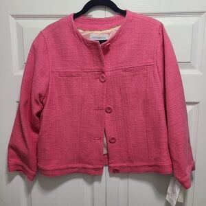 Vtg Liz Claiborne Bubblegum‎ Pink Textured Jacket
